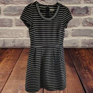 Maison Jules Med striped short sleeve crew neck w/embellishments woman's dress